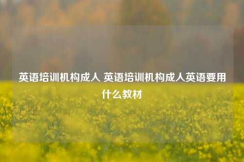 英语培训机构成人 英语培训机构成人英语要用什么教材